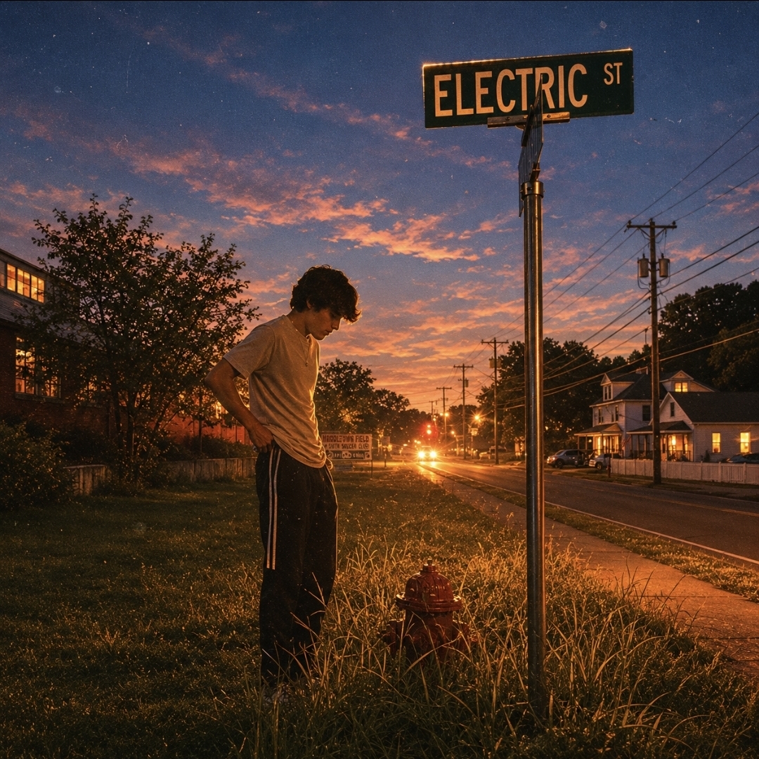 Anthony on Electric Street at sunset